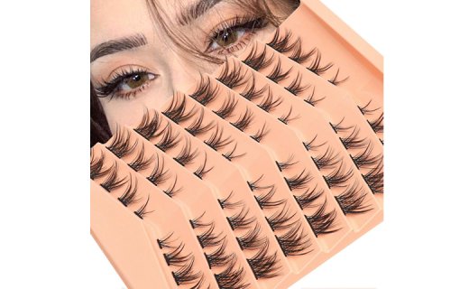 Veleasha Lash Clusters 64PCS DIY Cat Eye Lashes Wispy Eyelash Clusters Soft Individual Lashes Fox Eye False Lashes Natural Look at Home (Fox Eye)