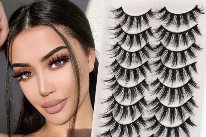Veleasha Lashes Fluffy Wispy Faux Mink Eyelashes Criss-cross False Lashes 10 Pairs Pack Fake Eyelashes for Women (3D07)