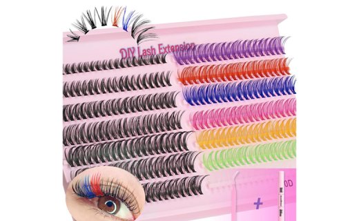 Veleasha Lash Extension Kit 8 Colors Mixed DIY Colored 280PCS Individual Lashes with Lash Bond and Seal and Lash Tweezers