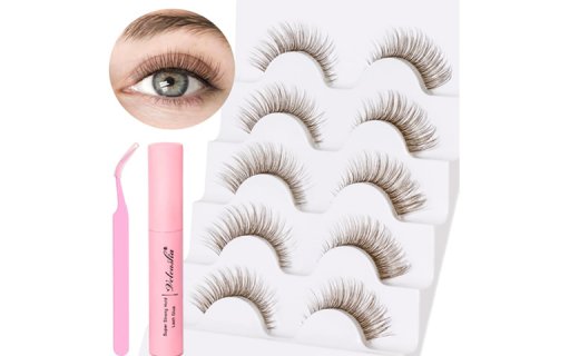 Veleasha Brown Lashes Kit with Glue & Tweezer Cat Eye Lashes Natural Look