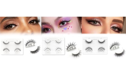 Veleasha Self Adhesive Eyelashes False Lashes Natural Look Wispy Cat Eye Lashes Reusable Self Adhesive Eyelashes without Glue 2 Pairs Pack