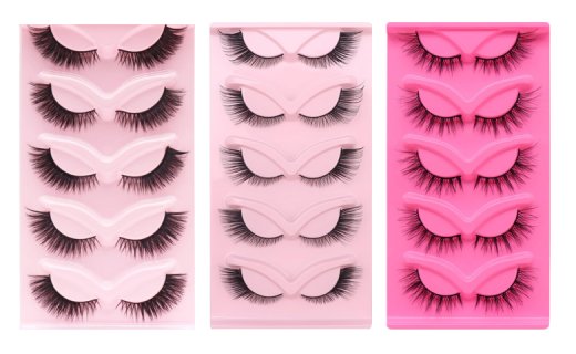 Veleasha Cat Eye Lashes Natural Look 16MM Fox False Eyelashes Gorgeous Wispy Faux Mink Lashes 5 Pairs Pack