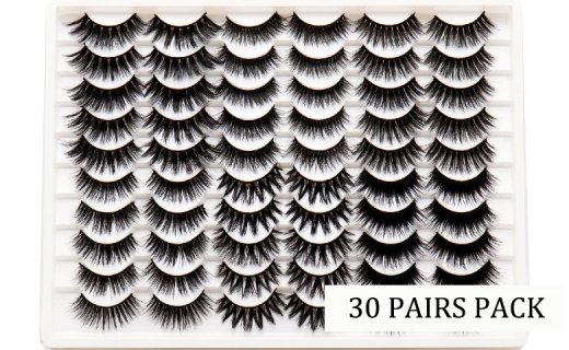 False Eyelashes 30 Pairs Wholesale Faux Mink Eyelashes Natural Look Fluffy 6 Styles Mixed Dramatic Eyelashes Pack