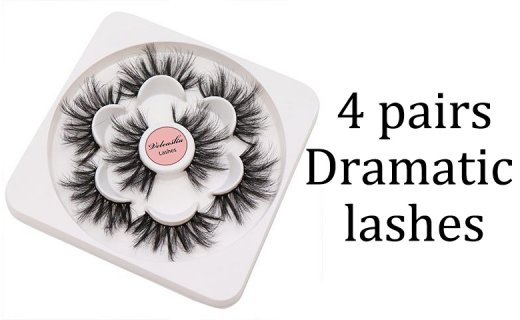 Veleasha Mink Eyelashes Faux 8D Wispy Fluffy Mink Lashes 25mm Dramatic Long Fake Eyelashes 4 Pairs Pack False Lashes (M02) 