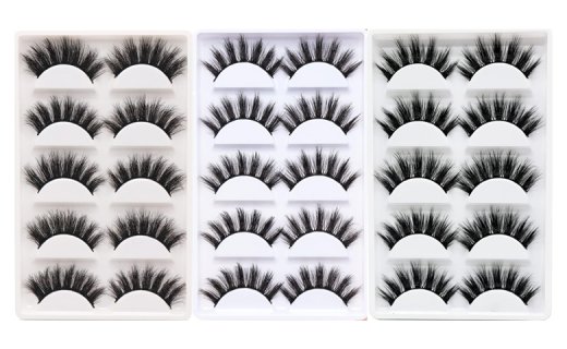 Veleasha 5D Faux Mink Lashes Handmade Luxurious Volume Fluffy Natural False Eyelashes 5 Pairs