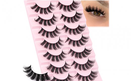 Veleasha Cat Eye Lashes Wispy Lashes Lightweight Eyelashes Dramatic False Eyelashes Clear Band Lashes Look Like Eyelash Extensions 9-17MM 7 Pairs Pack