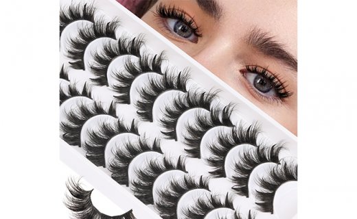 Veleasha Manga Lashes Cat Eye Lashes with Clear Band 7-16MM C Curl Spiky Anime False Eyelashes 3D Effect 10 Pairs Doll Eye Wispy Eyelashes