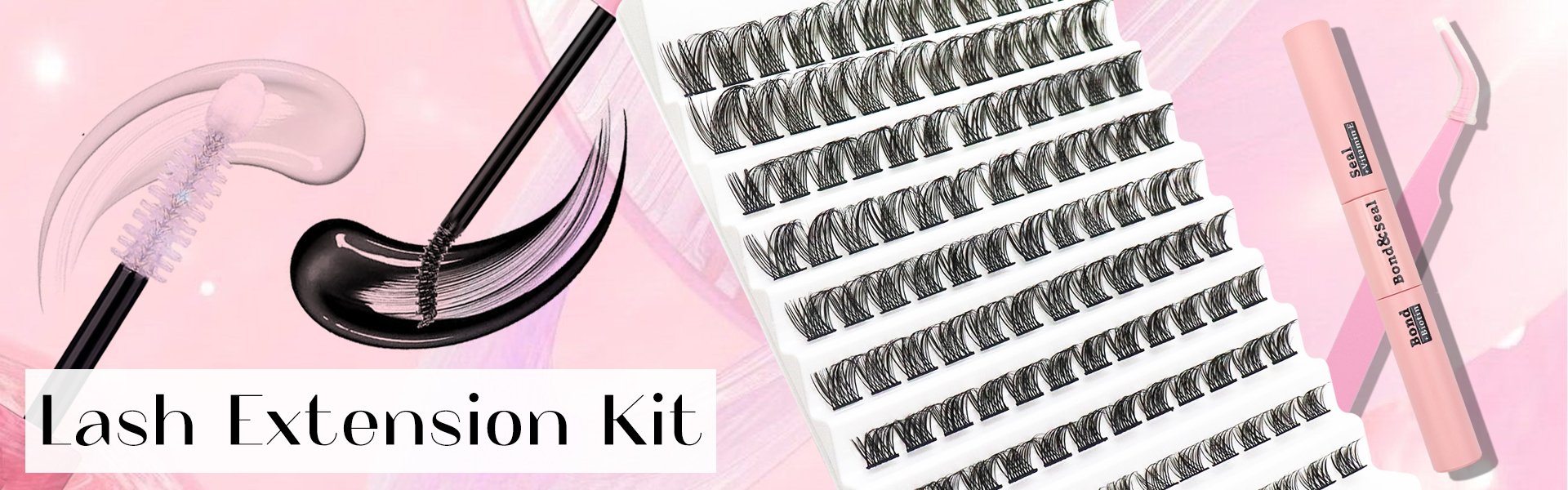 Veleasha Lash Extension Kit 120PCS DIY Lash Clusters with Waterproof Lash Bond and Seal and Lash Tweezers for Lash Extension
