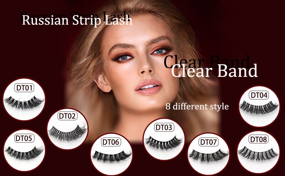 DT lashes with clear band